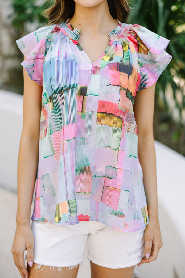 abstract blouse, watercolor blouse, cute blouses, boutique blouses
