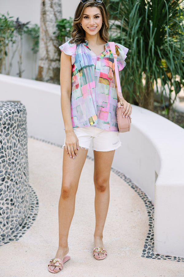 abstract blouse, watercolor blouse, cute blouses, boutique blouses