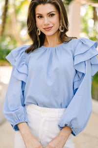 All Talk Chambray Blue Blouse