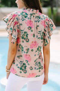 Something To Talk About Peach Pink Floral Blouse