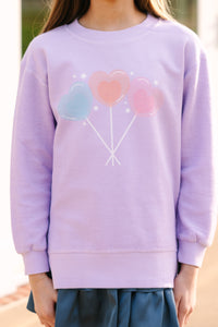 Girls: All The Love Lilac Purple Graphic Sweatshirt