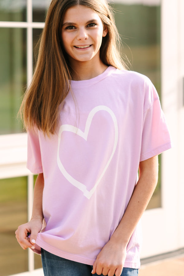 Girls: Heart You Lilac Graphic Tee
