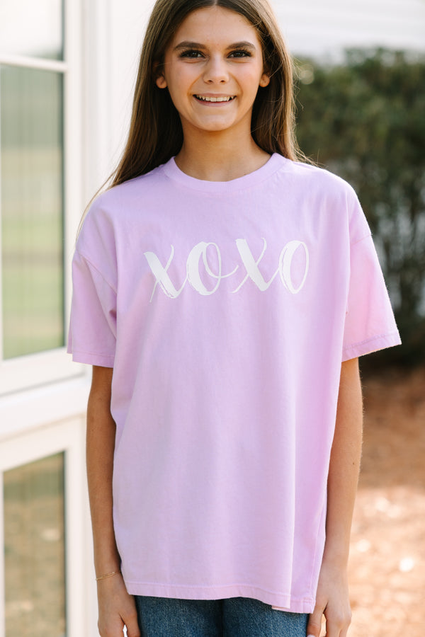 Girls: Hugs and Kisses Lilac Graphic Tee