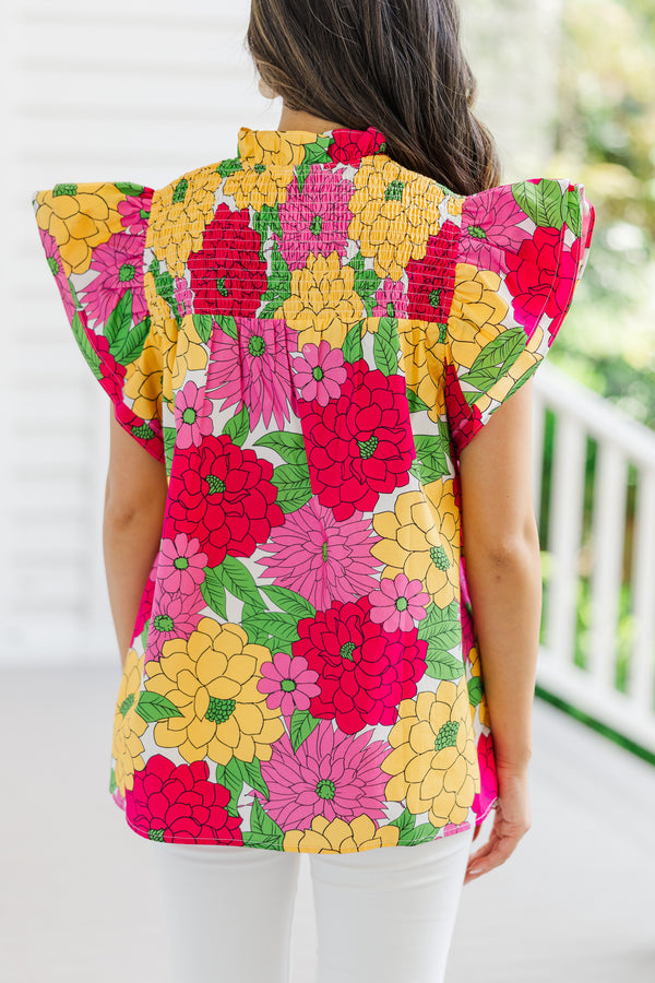 bold summer blouses, floral summer blouses, bright blouses, shop the mint 