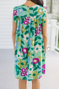 Longing For Love Sage Green Floral Ruffled Dress