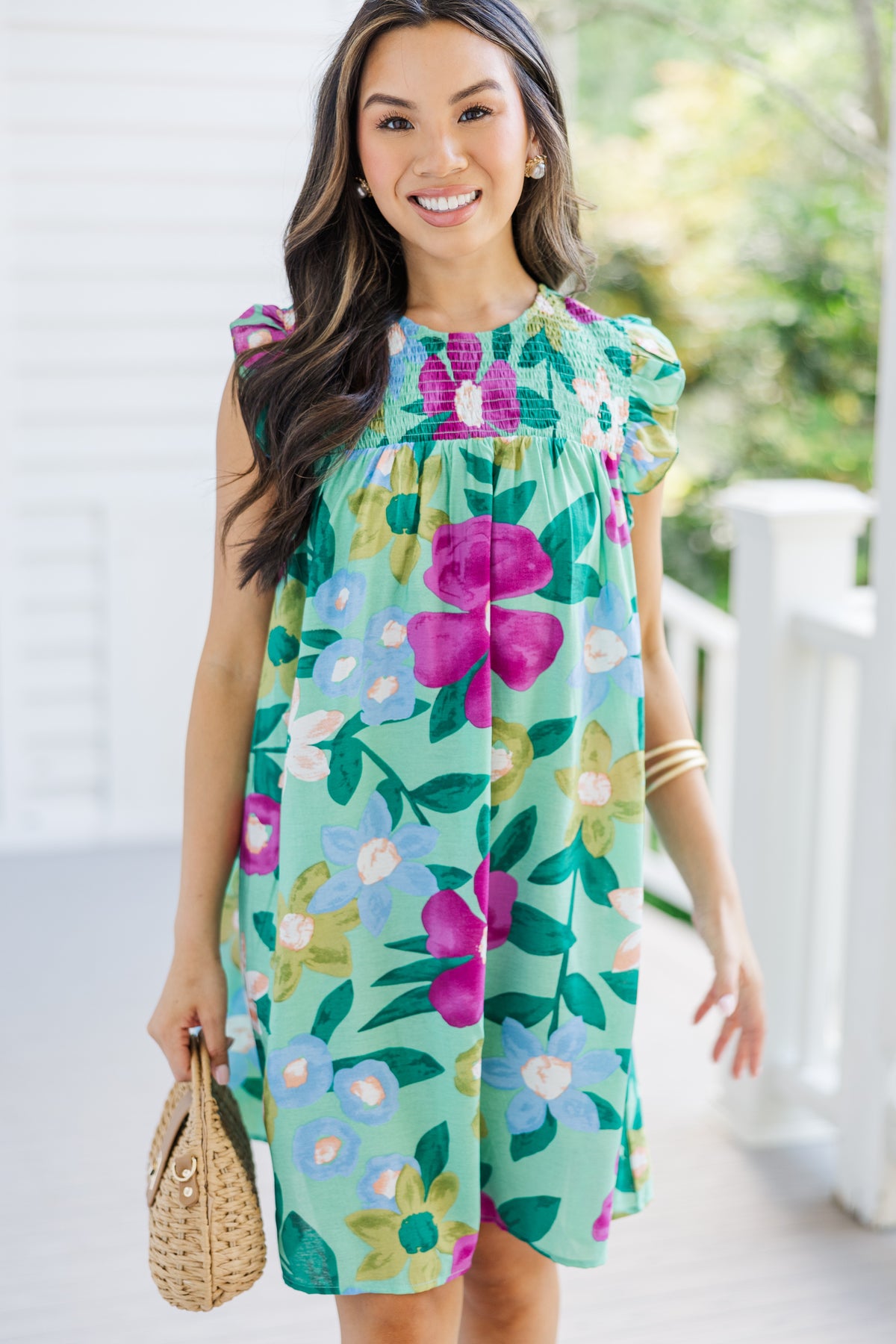 Longing For Love Sage Green Floral Ruffled Dress – Shop the Mint