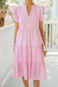 Make It Your Own Light Pink Striped Tiered Dress