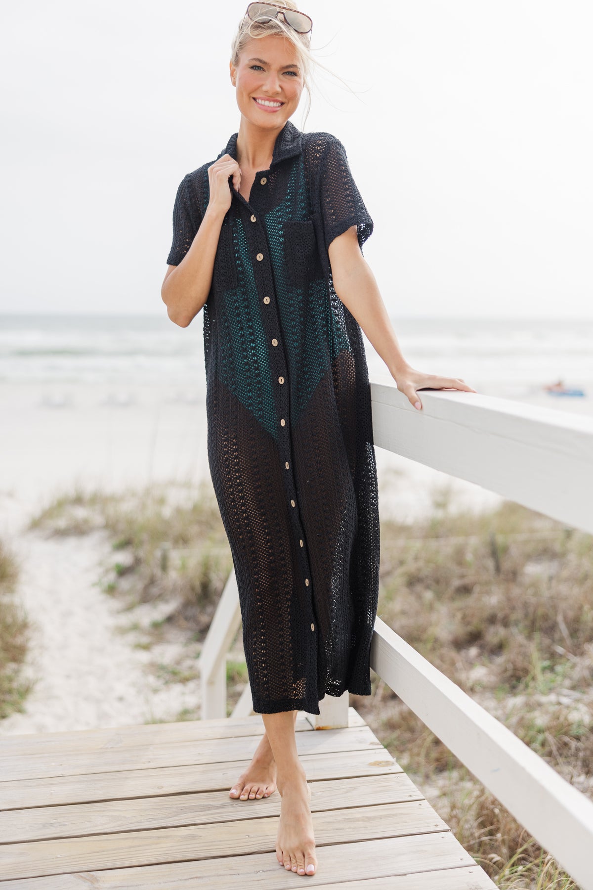 Oatmeal mid length Cover-up