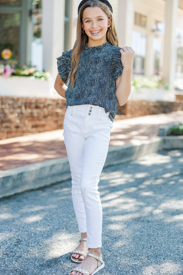 Girls: Make My Day Black Ruffled Top