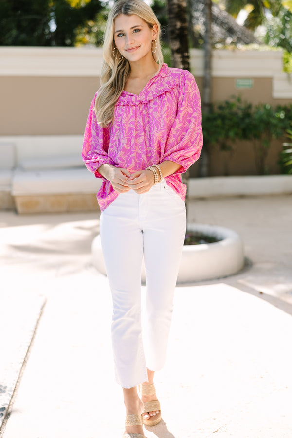 Time To Go Pink Floral Blouse