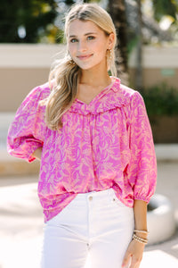 Time To Go Pink Floral Blouse