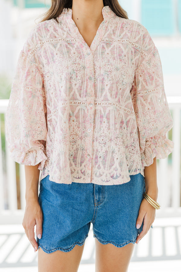 Fate: All In A Dream Blush Pink Watercolor Floral Blouse