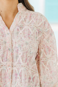 Fate: All In A Dream Blush Pink Watercolor Floral Blouse