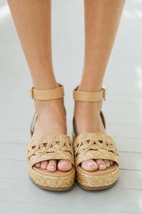 Back To The Dunes Natural Raffia Wedges