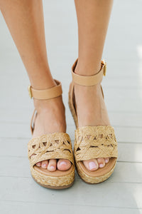 Back To The Dunes Natural Raffia Wedges