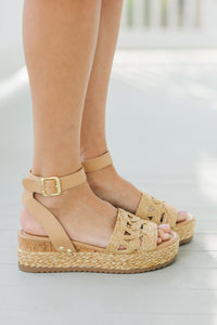 Back To The Dunes Natural Raffia Wedges