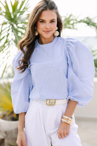 Can't Give You Up Blue Striped Blouse