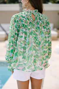 Can't Forget You Green Floral Blouse