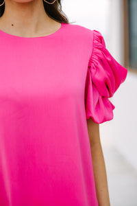 Here For The Drama Pink Draped Sleeve Blouse