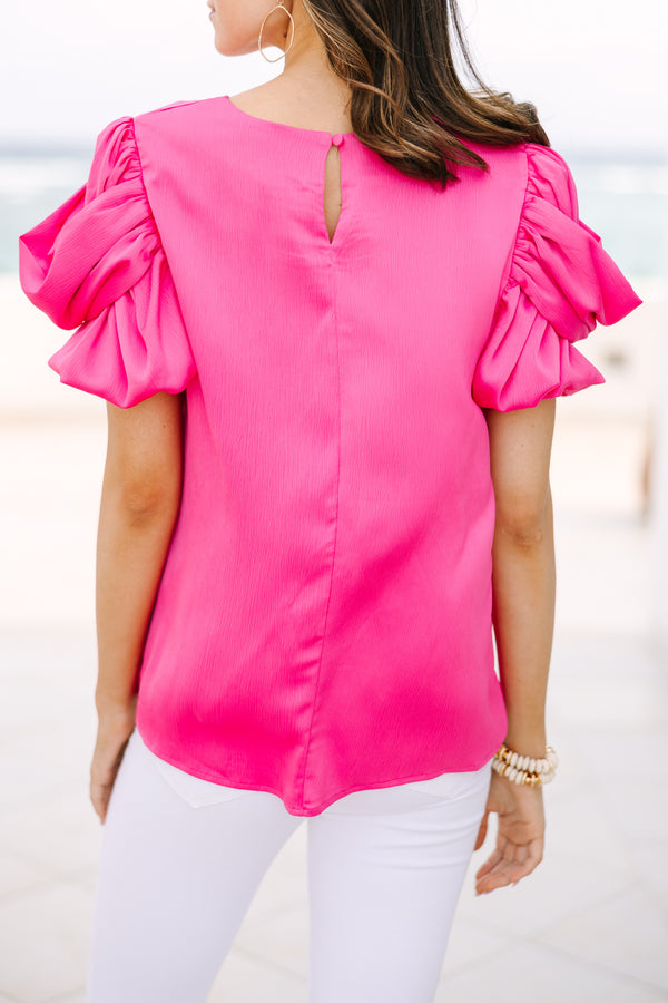Here For The Drama Pink Draped Sleeve Blouse