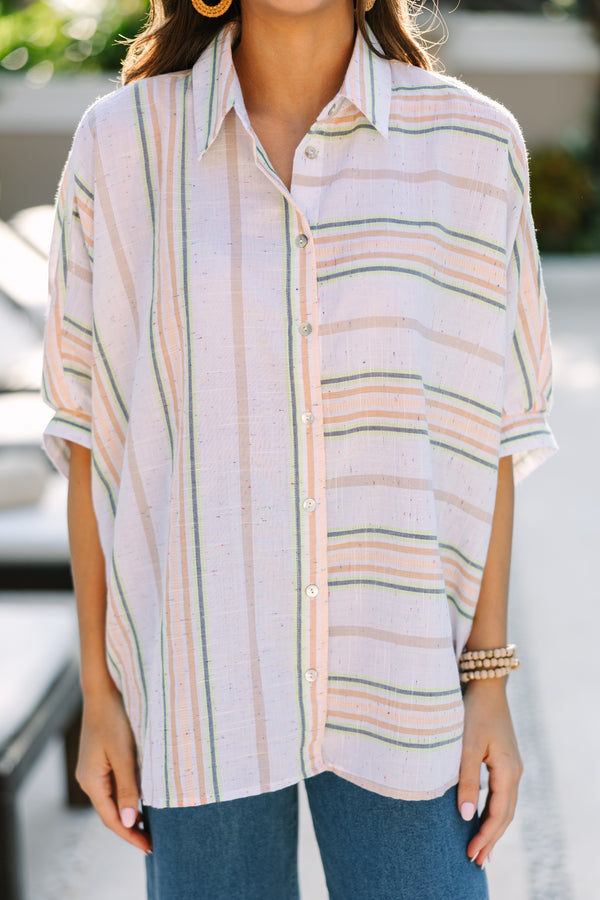 Nothing Left To Say White Striped Blouse