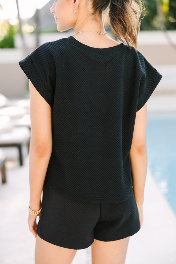 Make Your Day Black Textured Tee