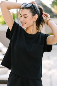 Make Your Day Black Textured Tee
