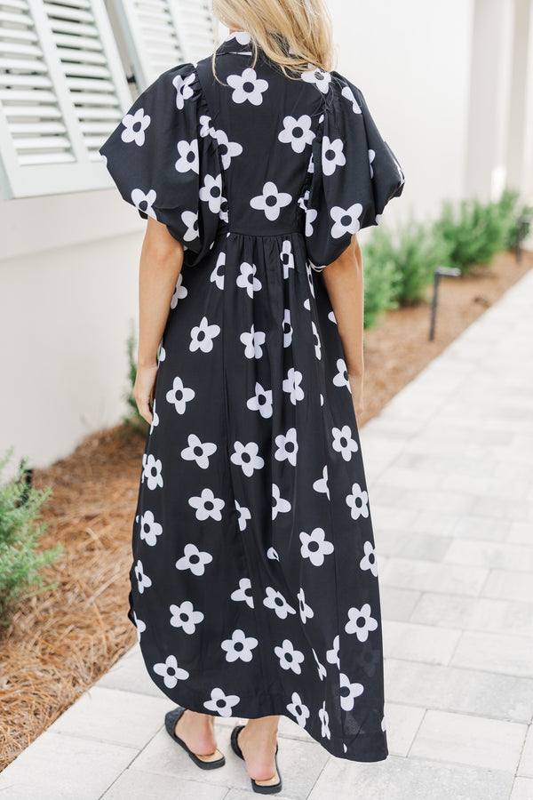 Let's Get Lost Black Floral Maxi Dress