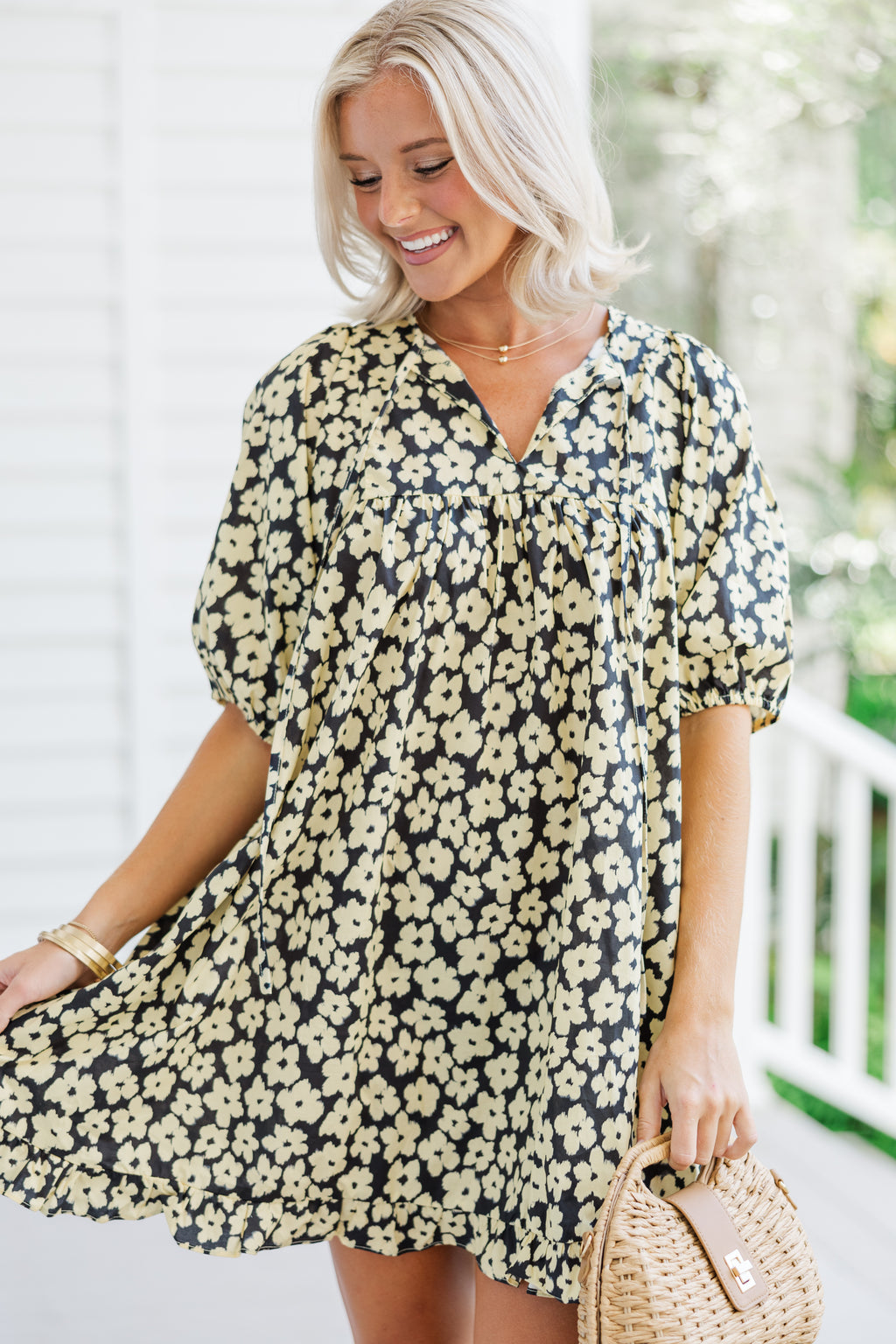 black and white babydoll dress Be The One Floral Black Striped Dress Model is 5 ft Canvas or Frame Option:Wood Frame Xenia Strapless Leather Mini