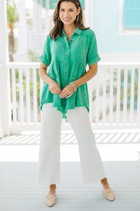 Come And Go Green Button Down Tunic