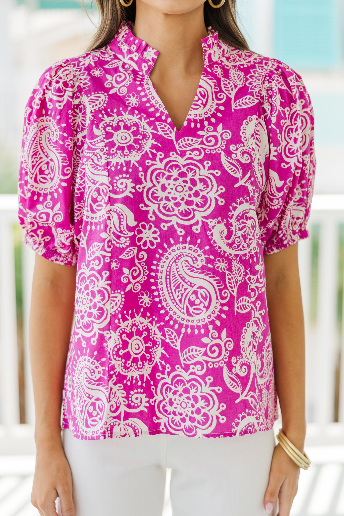 Pink Floral Textured Blouse main image 0