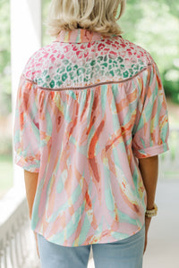 Think About Love Mauve Pink Mixed Print Blouse