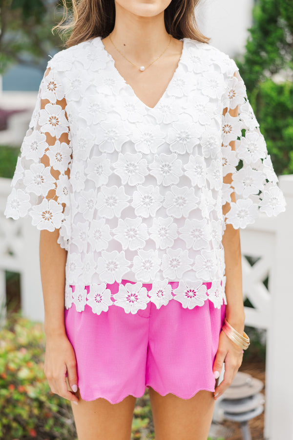 Daily Reminder White Crochet Blouse