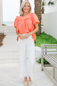All For You Coral Orange Textured Blouse