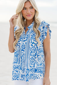All Together Blue Paisley Blouse