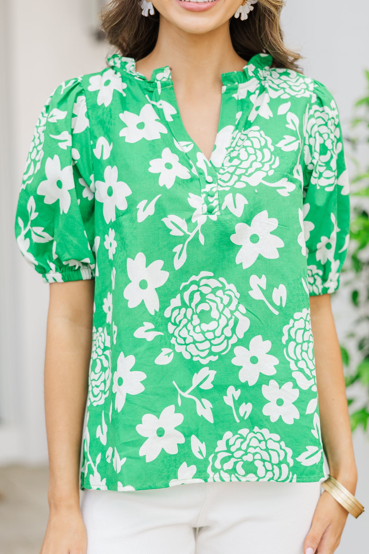 Green Flower Blouse