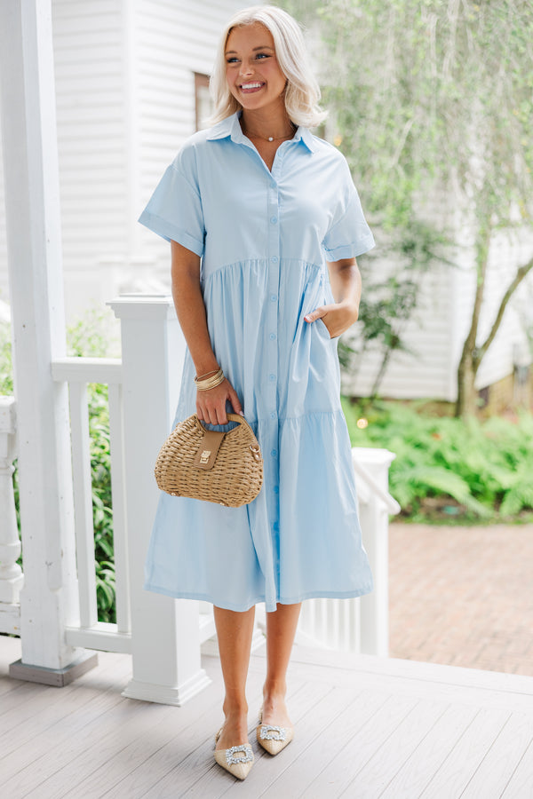 Busy Days Ahead Light Blue Midi Dress Shop the Mint Busy Days Ahead Light Blue Midi Dress Shop the Mint