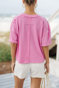 Never Better Pink Ribbed Top