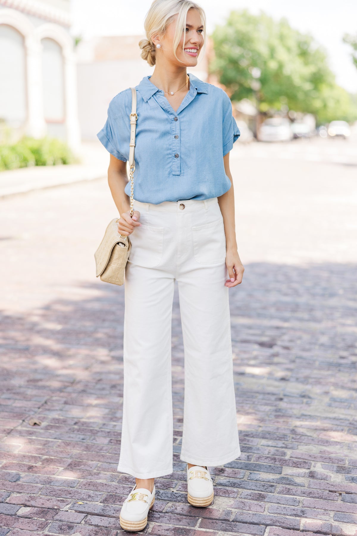 Chambray Top Mint main image 0