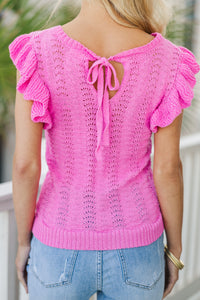 In Good Graces Fuchsia Pink Crochet Top