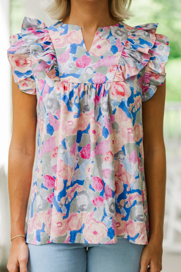 All The Love Pink Floral Blouse