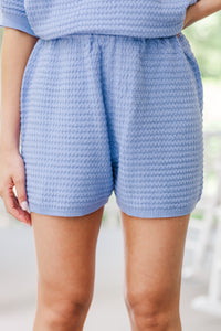 Believe Me Periwinkle Blue Textured Shorts