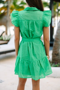 Can't Help But Love You Green Textured Dress