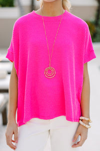 Catch On Fuchsia Pink Ribbed Top