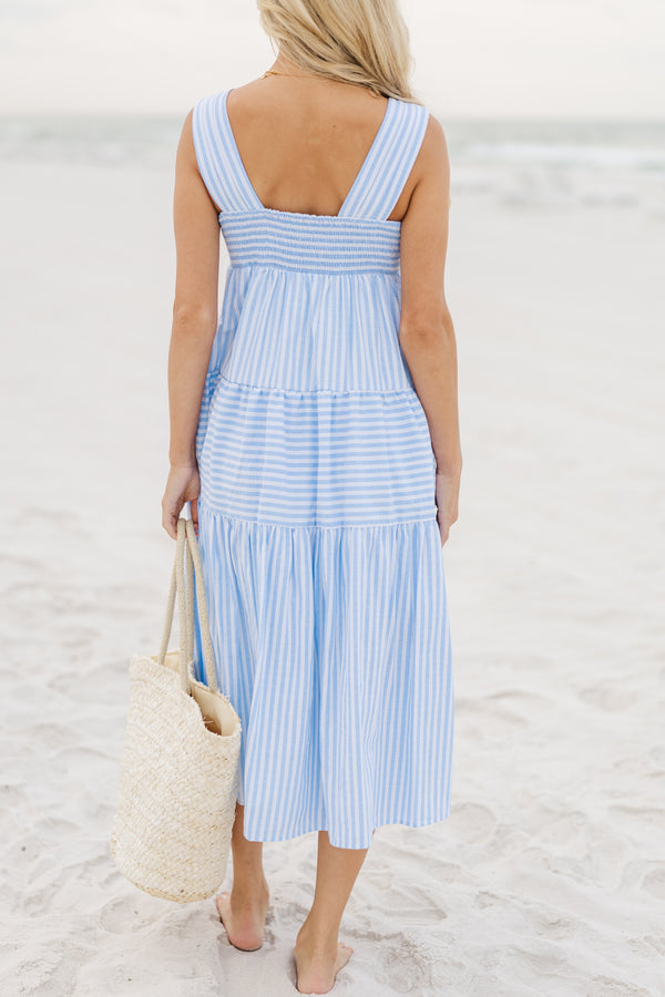 Going The Distance Blue Midi Dress