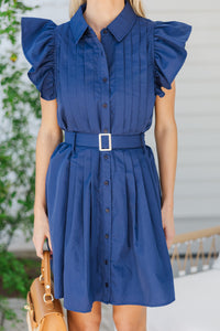 Making Plans Navy Blue Pintuck Dress