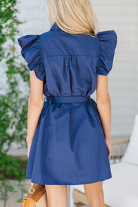 Making Plans Navy Blue Pintuck Dress