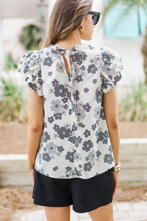 Best Chance Cream White Floral Blouse