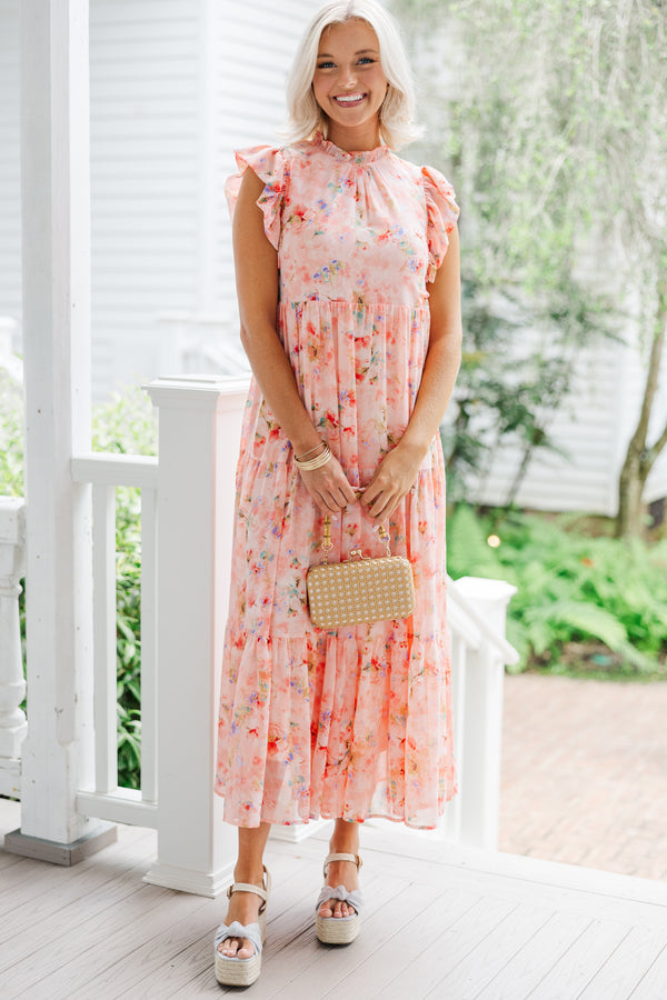 This Is The Way Coral Orange Ditsy Floral Midi Dress – Shop the Mint