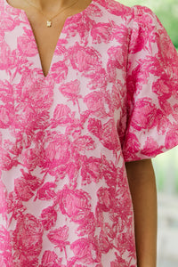 Show Time Pink Floral Jacquard Dress